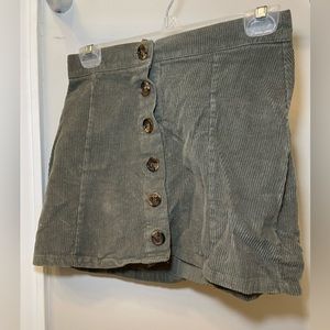 Olive green corduroy button up skirt